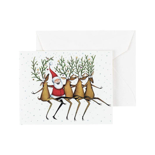 Santa's Kickettes Gift Enclosure Card in Gold
