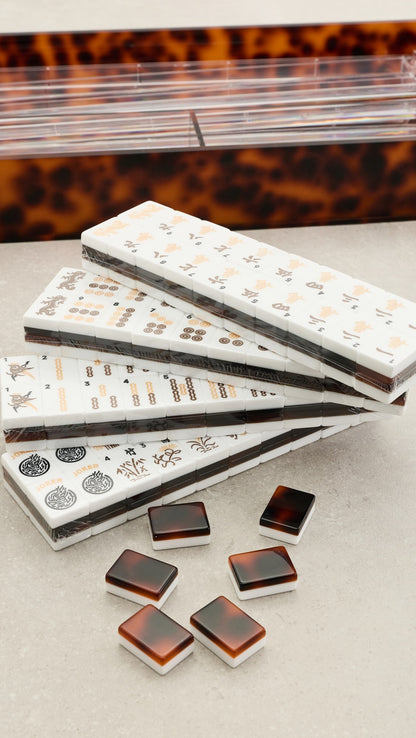 Lucite Tortoise Shell Mahjong Set
