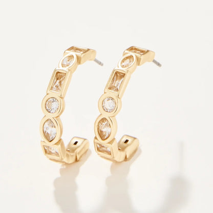 Shine Bright Hoop Earrings - Crystal