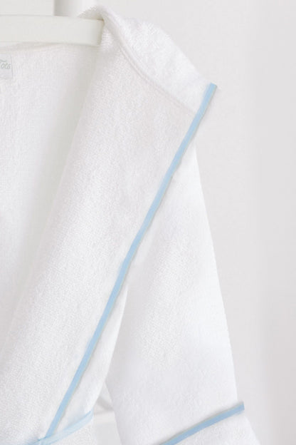 Child's Bathrobe - White with Blue Trim