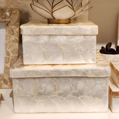 DEK Capiz Shell Nesting Box Set/2 Natural White