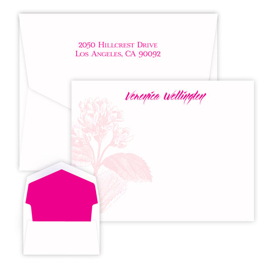 Pink Botanical Card with Raised Ink - Personalized