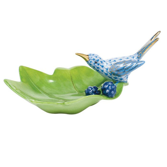 HND Figurine - Hummingbird on Leaf - Blue