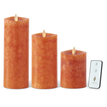 Orange Wax Luminara Tall Indoor Pillar - 7.5"