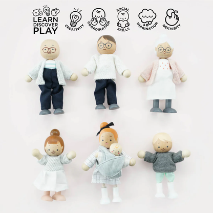 Wooden Dolls House Family - 7 Piece Set