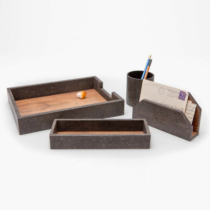 Crosby Dark Mushroom Desk Accessory Set