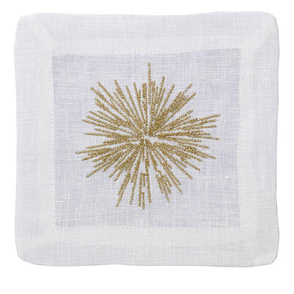 Starburst Embroidered Cocktail Napkins - Set of 4 - Gold (Retired)