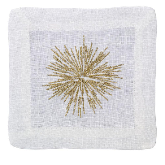 Starburst Embroidered Cocktail Napkins - Set of 4 - Gold (Retired)
