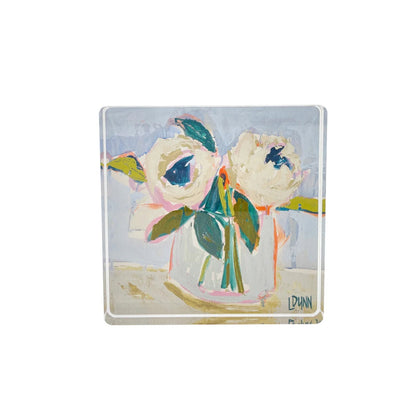 LDN Teal Peony Acrylic Block