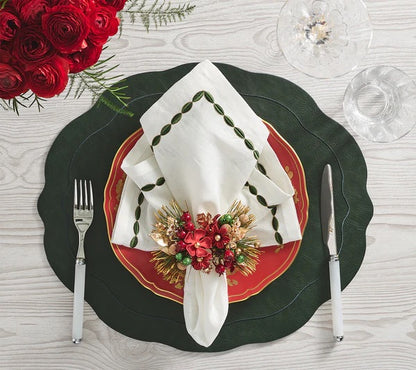 KSB Xmas Carol Napkin Ring - Red, Green & Gold
