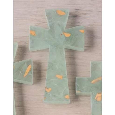 Elements - Green & Gold - Large Cross 7.25" X 4"