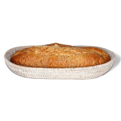 Oval Bread Basket - White Wash 16"