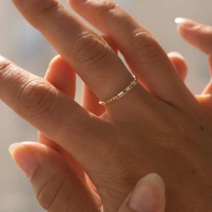 JKD R - 3 Baguette Equilibrium Ring; 14kt YG; 7