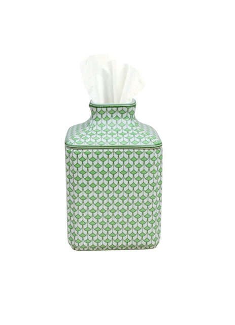 Green Fish Scale Porcelain Tissue Box 8"