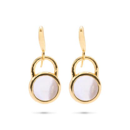 Blandine - Circle Drop Earrings with Clear Quartz