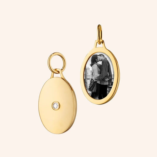 MRK Oval Half Locket with Center Diamond on 17" "Jamie "Chain - 18KYG