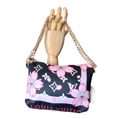 LV Monogram Flower Vintage Silk Scarf Crossbody Bag