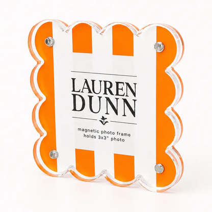 Orange & White Striped Scalloped Frame