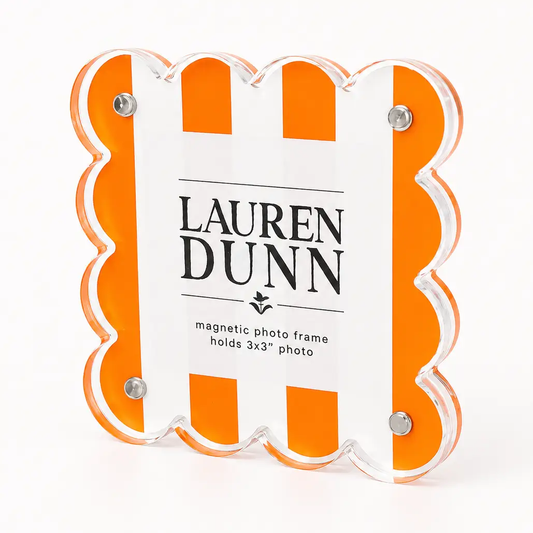 Orange & White Striped Scalloped Frame