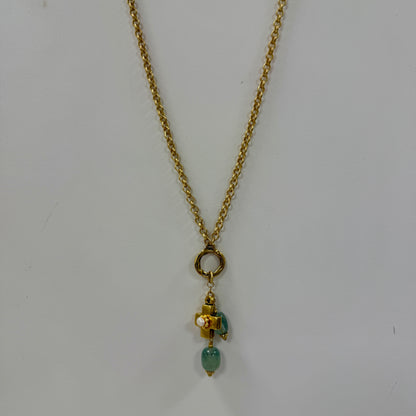 GDS Necklace - Long/Short with Pearl Cross & Aqua Drops
