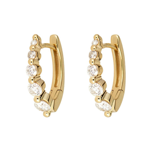 TSJ E - Small Oval Graduated Diamond Huggies, .42tcw, 14KYG