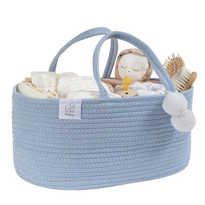 Rope Diaper Caddy - Misty Blue 15"
