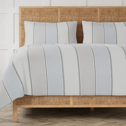 Schooner Duvet & Shams Set in Blue, Gray, & White - Queen 96x96