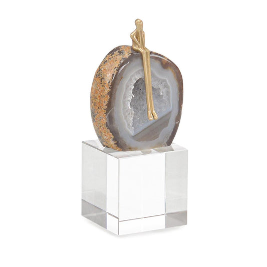Agate Philosopher Sculpture on Crystal Base - Large 6.5"