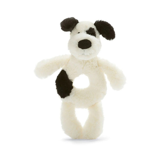 JLC Ring Rattle - Bashful Black & Cream Puppy