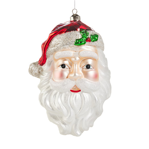 RZI Santa Head Glass Ornament 10.5"