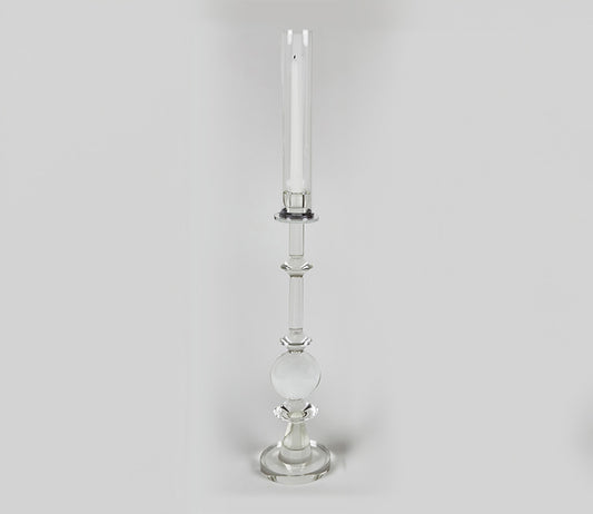 TZD Crystal Glass Candle Holder "Ball" W/ Shade - Large