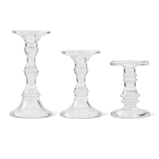KKI Short Glass Candleholders - Set/3