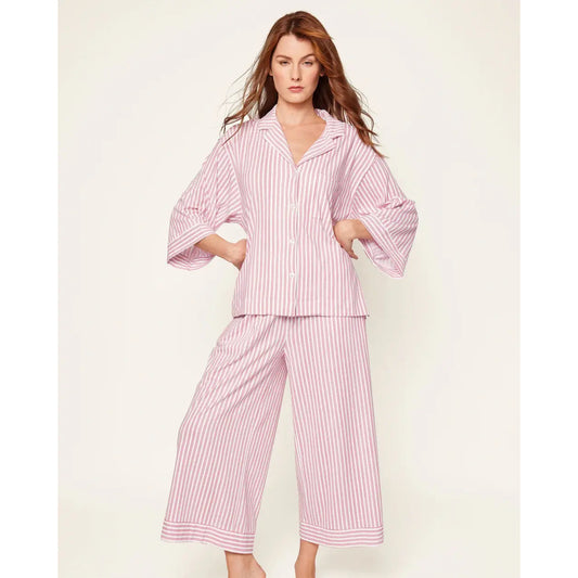 Women's Pima Wide Leg PJ Set - Antique Red Ticking