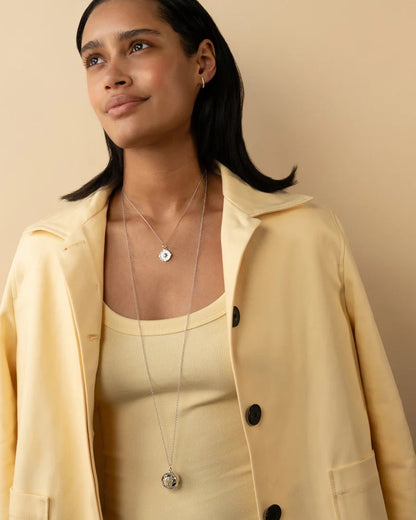 Mini "Adventure" Compass Necklace With White Sapphire 18"