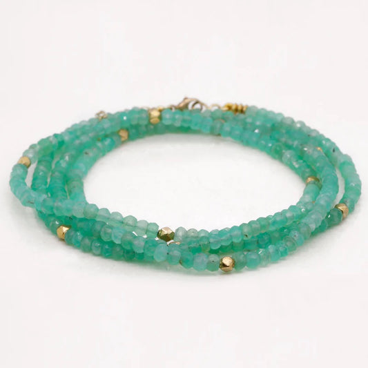 Chrysoprase Wrap Bracelet with 18kt Gold Beads