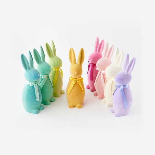 Flocked Button Nose Bunny - Medium 16"