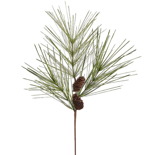 ASF 28" Flocked Needle Pine Spray W/ Cone