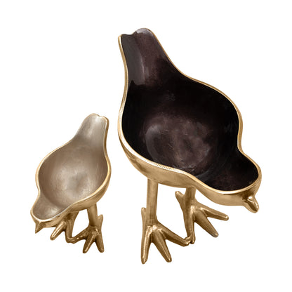 Leslow Bird Gold Decorative Bowls 12" Set of 2