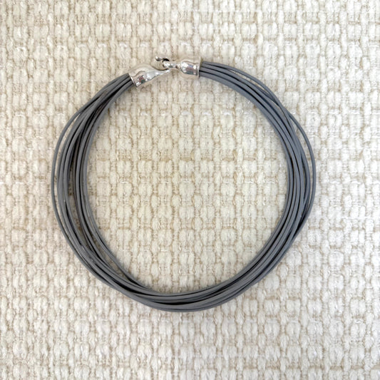 Pewter Leather Multi Strand Necklace (Retired)