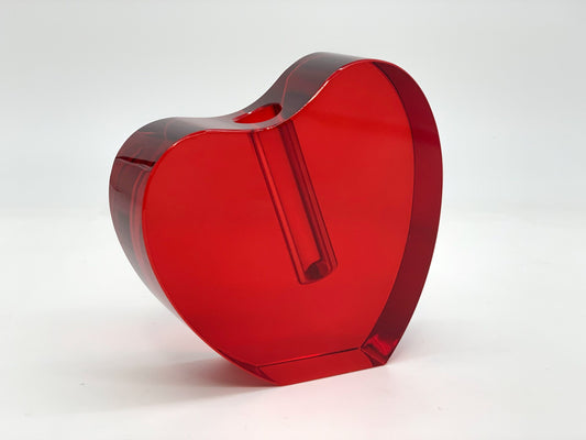 TZD Crystal Glass Heart Vase Red - Large