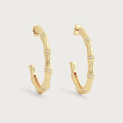 Bamboo - Single Hoop Earrings in Gold