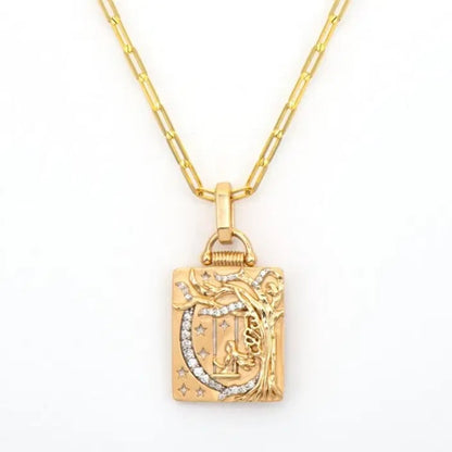 Dreaming Tree Dbl Sided Tablet Pendant,0,18tcw, 14KTY w/Bale