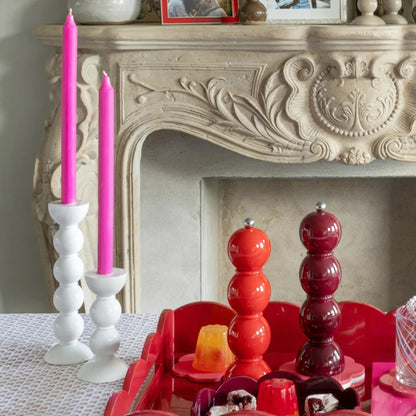 Bobbin Candlestick - White