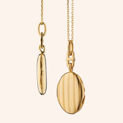 MRK "Eve" Slim Pinstripe Gold Locket Necklace - 18KYG