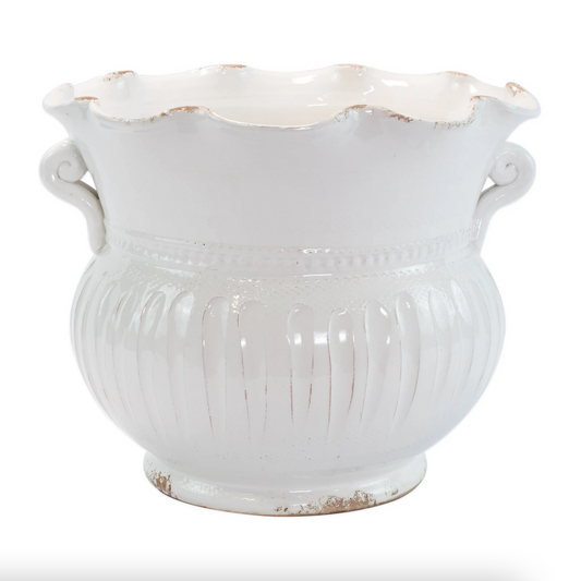 VTR Rustic Garden - White - Large Scallop Planter 12.25"