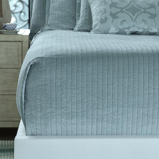 Aria Quilted Coverlet - Sky Matte Velvet - King - 112" X 98"