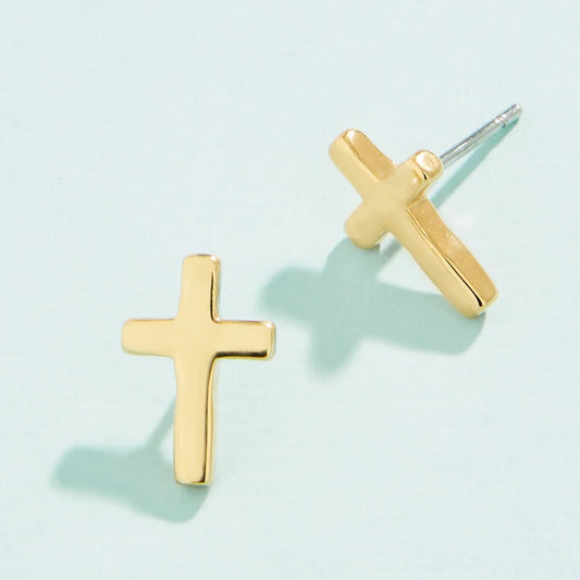 SPT E Cross Stud Earrings - Gold