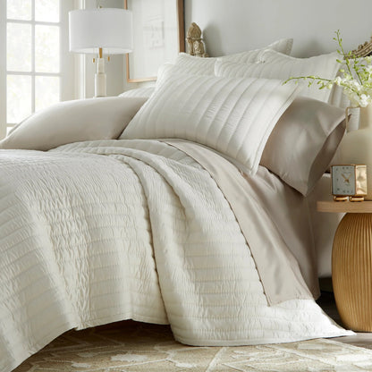 Urban Bamboo Quilted Coverlet - Cream - 112" X 98"
