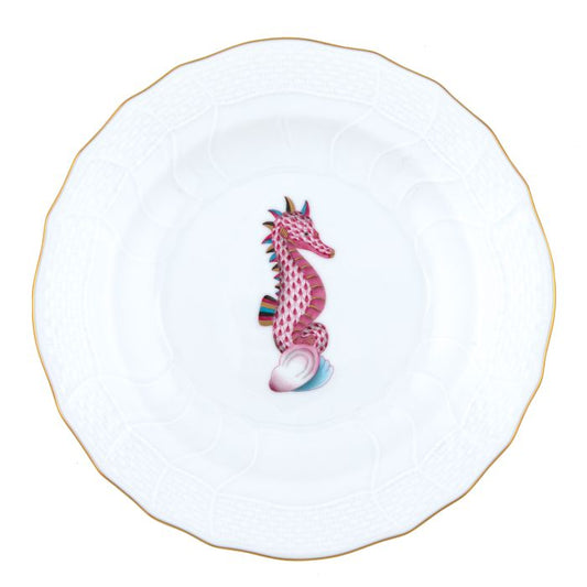 Aquatic - Seahorse Dessert Plate - Raspberry - 8.25"