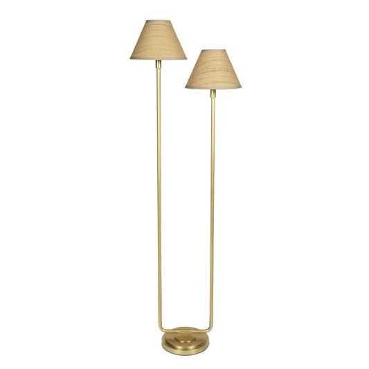 RGA Polly Floor Lamp - Natural Brass with Rattan Shade - 57"